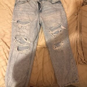 Aeropostale Blue Relaxed Fit Jeans with Distressed Details